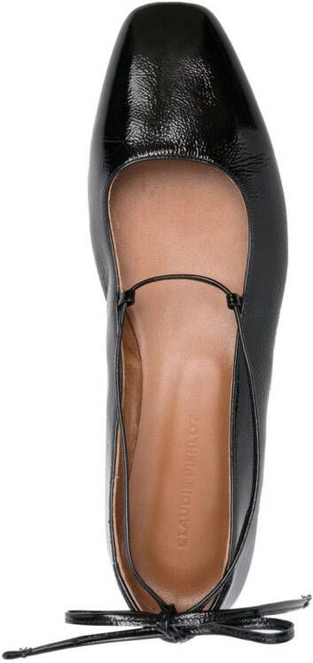 Claudie Pierlot square-toe leather ballerina shoes Black