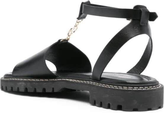 Claudie Pierlot T-bar strap leather sandals Black