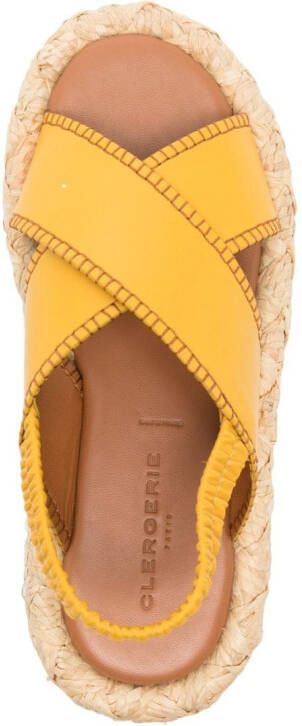 Clergerie Adom 50 Leather Flatform Sandals Yellow