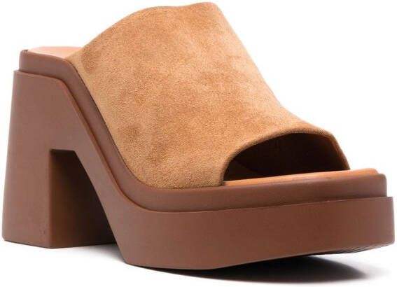 Clergerie chunky 100mm open-toe mules Brown