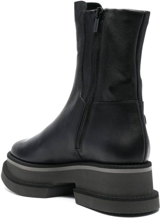 Clergerie platform sole leather ankle boots Black
