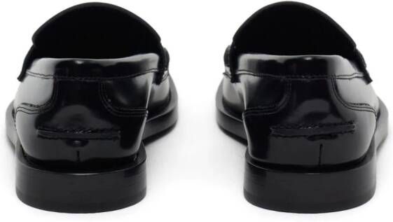 Closed square-toe leather loafers Black