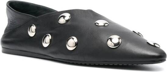 Closed studded leather ballerina shoes Black