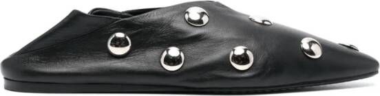 Closed studded leather ballerina shoes Black