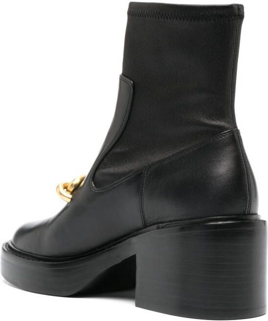 Coach 75mm chain-link detailing leather boots Black