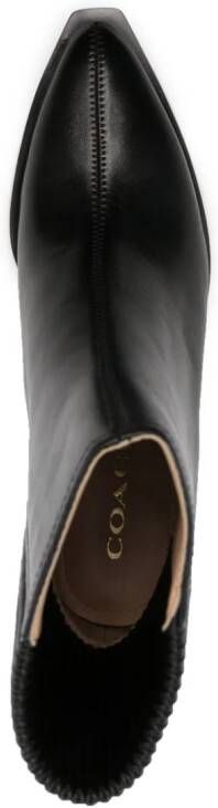 Coach 75mm pointed-toe leather ankle boots Black