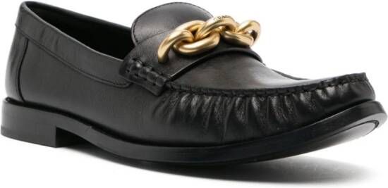 Coach chain-link detailing leather loafers Black