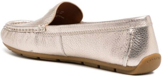 Coach foil-embossed leather loafers Metallic
