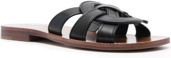 Coach Issaa leather flat sandals Black