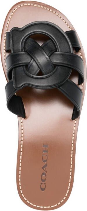 Coach Issaa leather flat sandals Black