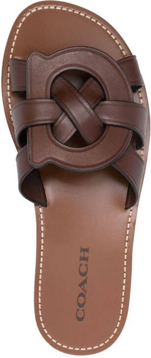 Coach Issaa leather flat sandals Brown