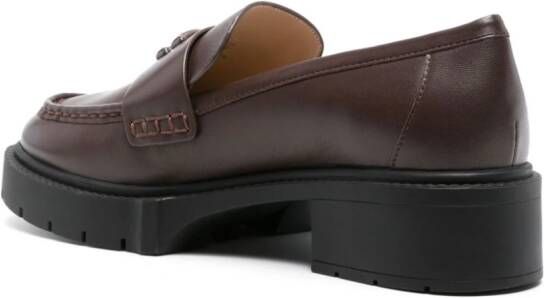 Coach Leah 45mm logo-plaque leather loafers Brown