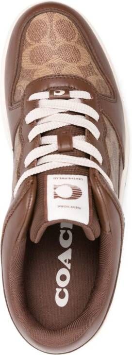 Coach logo-debossed panelled leather sneakers Brown