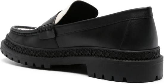 Coach logo-embossed trim leather loafers Black