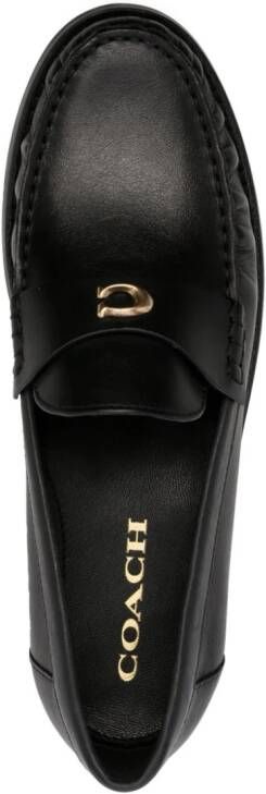 Coach logo-plaque leather loafers Black