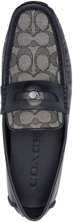 Coach monogram-embroidered leather loafers Blue