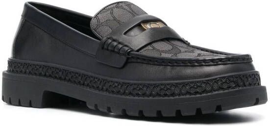 Coach monogram jacquard loafers Black