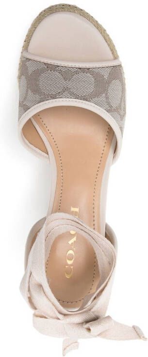 Coach monogram-jacquard wedge sandals Pink