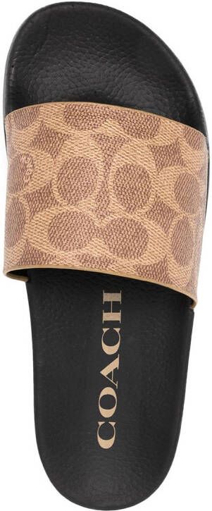 Coach monogram-print pool slides Black