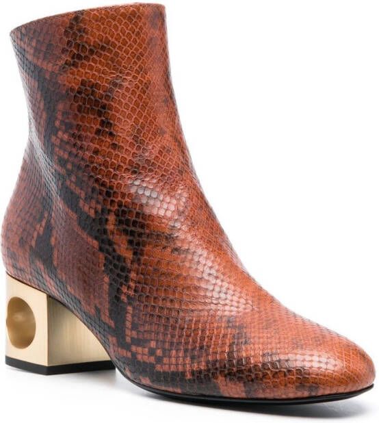 Coliac snakeskin-print ankle boots Brown