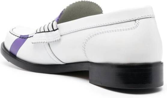 college contrast-stitching leather loafers White