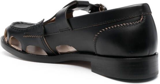 college cut-out detail leather loafers Black
