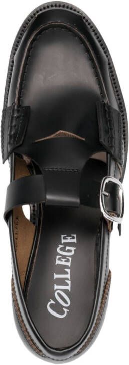 college cut-out detail leather loafers Black