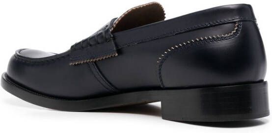 college pinked-edge leather loafers Blue