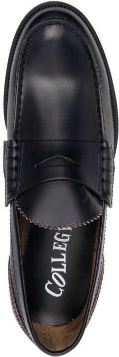 college pinked-edge leather loafers Blue