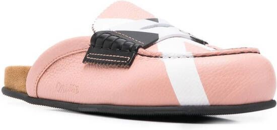 college slip-on leather mules Pink