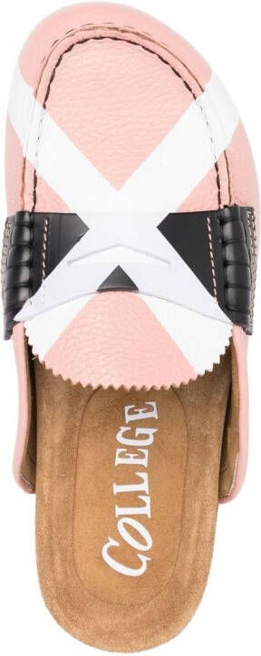 college slip-on leather mules Pink