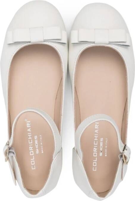 Colorichiari bow-detail leather ballerina shoes White