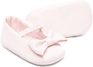 Colorichiari bow-detail twill ballerina shoes Pink