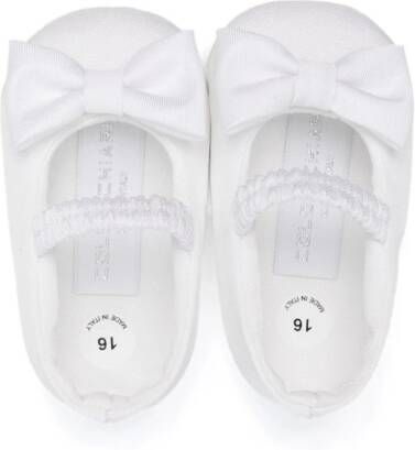Colorichiari bow-detail twill ballerina shoes White