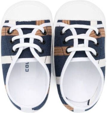 Colorichiari stripe-detail lace-top shoes Blue