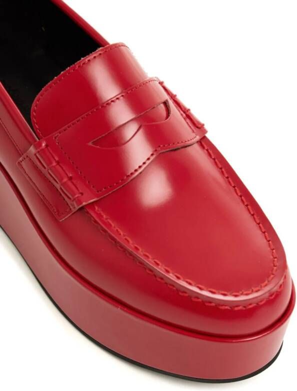 Comme Des Garçons Girl platform leather penny loafers Red