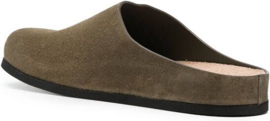 Common Projects asymmetric-toe suede clogs Green