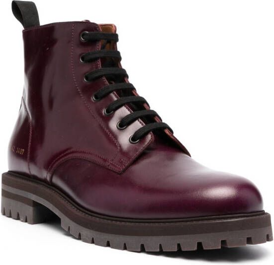Common Projects number-motif combat boots Red