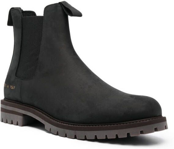 Common Projects ridged leather Chelsea boots 7547 BLACK