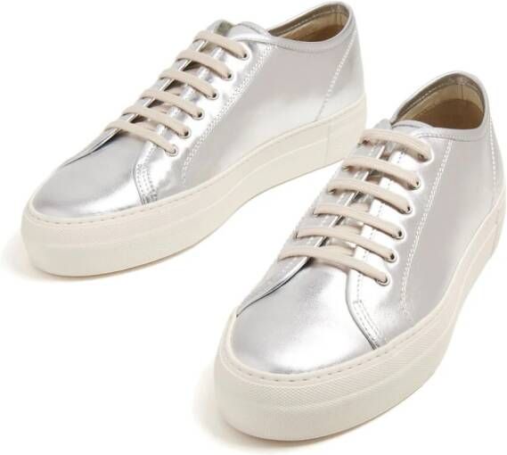 Common Projects Tournament Low metallic-leather sneakers Silver
