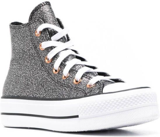 Converse Chuck Taylor glitter platform sneakers Silver