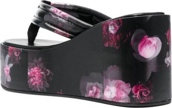 Coperni 47mm floral-print wedge sandals Black