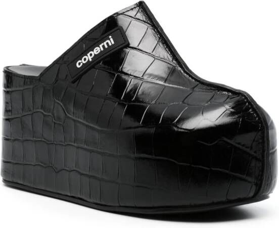 Coperni 85mm crocodile-embossed leather mules Black