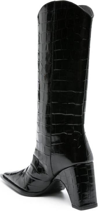 Coperni Crocodile Bridge 80mm leather boots Black