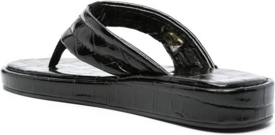 Coperni crocodile-embossed leather flip flops Black