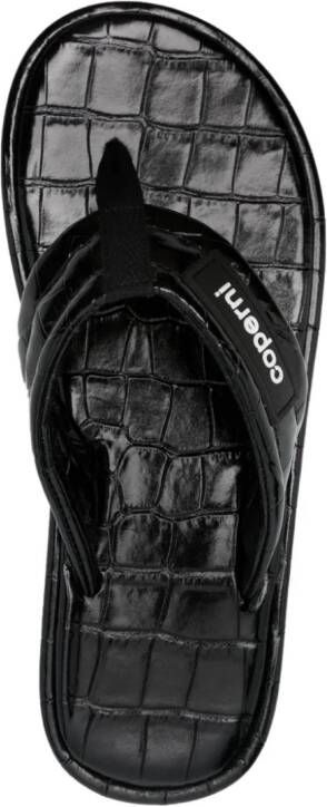 Coperni crocodile-embossed leather flip flops Black