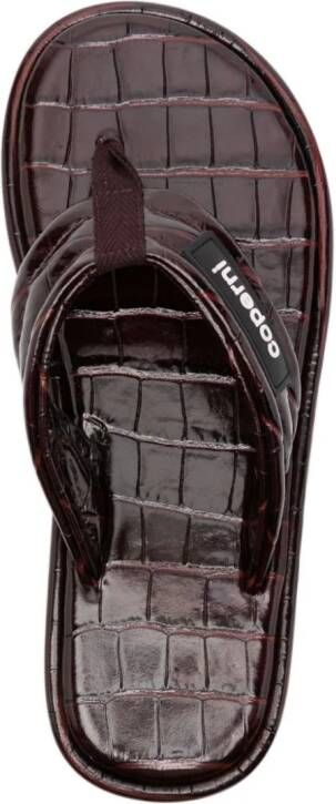 Coperni crocodile-embossed leather flip flops Brown