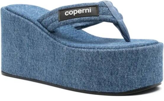 Coperni denim 100mm wedge sandals Blue