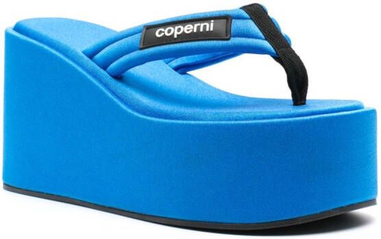Coperni logo-appliqué wedge sandals Blue