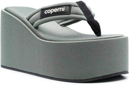 Coperni logo-patch 100mm platform sandals Green